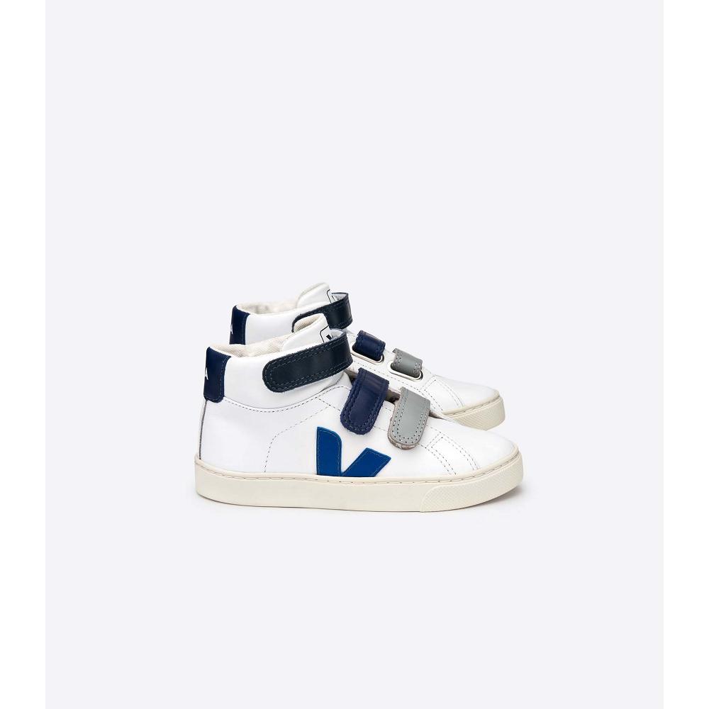 Inalti Copii Veja ESPLAR MID LEATHER White/Blue | RO 683YXF